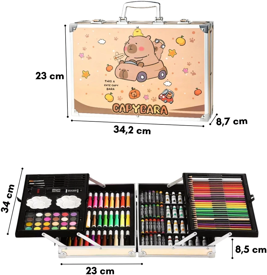 Woopie Art Set in a Case Crayons Paints Capybara