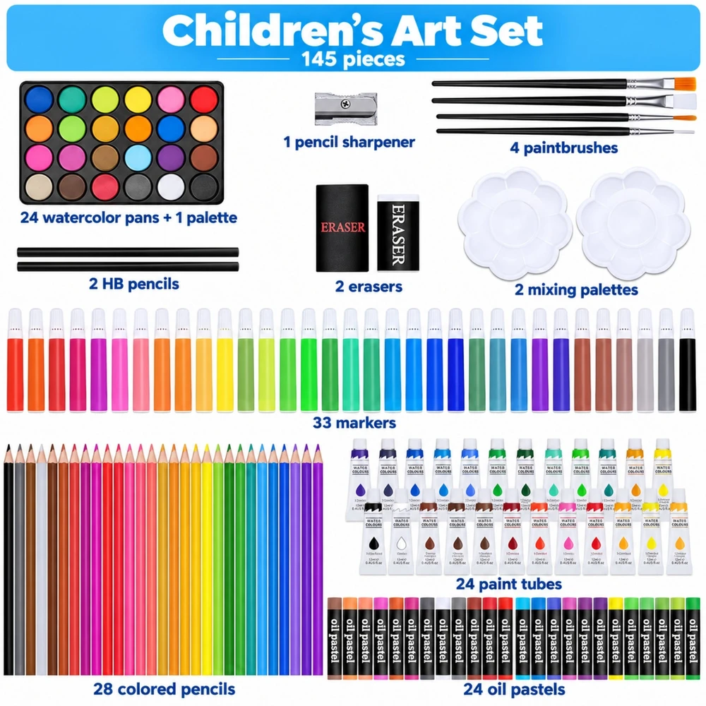 Woopie Art Set in a Case with Crayons and Paints Unicorn