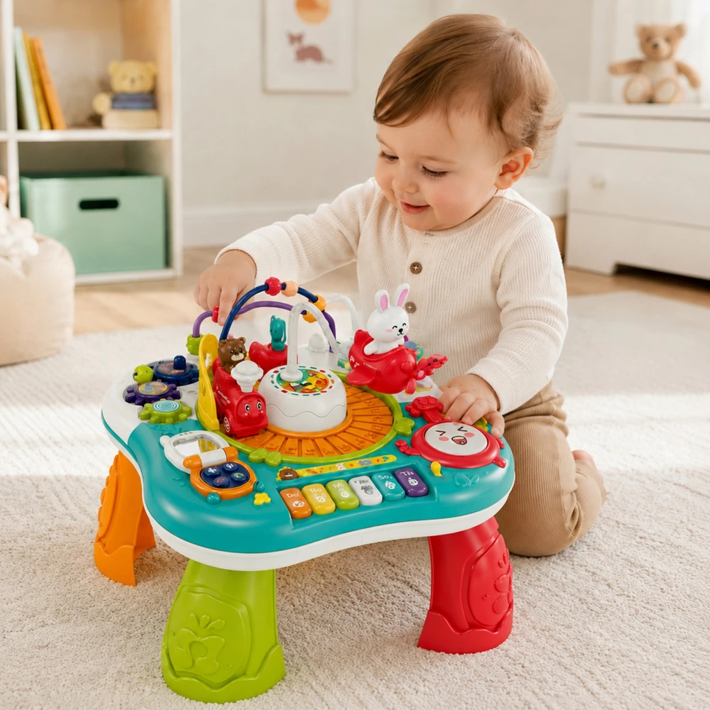 WOOPIE BABY 2 in 1 interaktyvus edukacinis stalas pianino garsai
