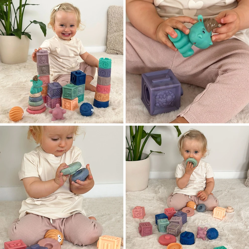 Woopie Baby sensorinės kaladėlės 27 vnt minkštos