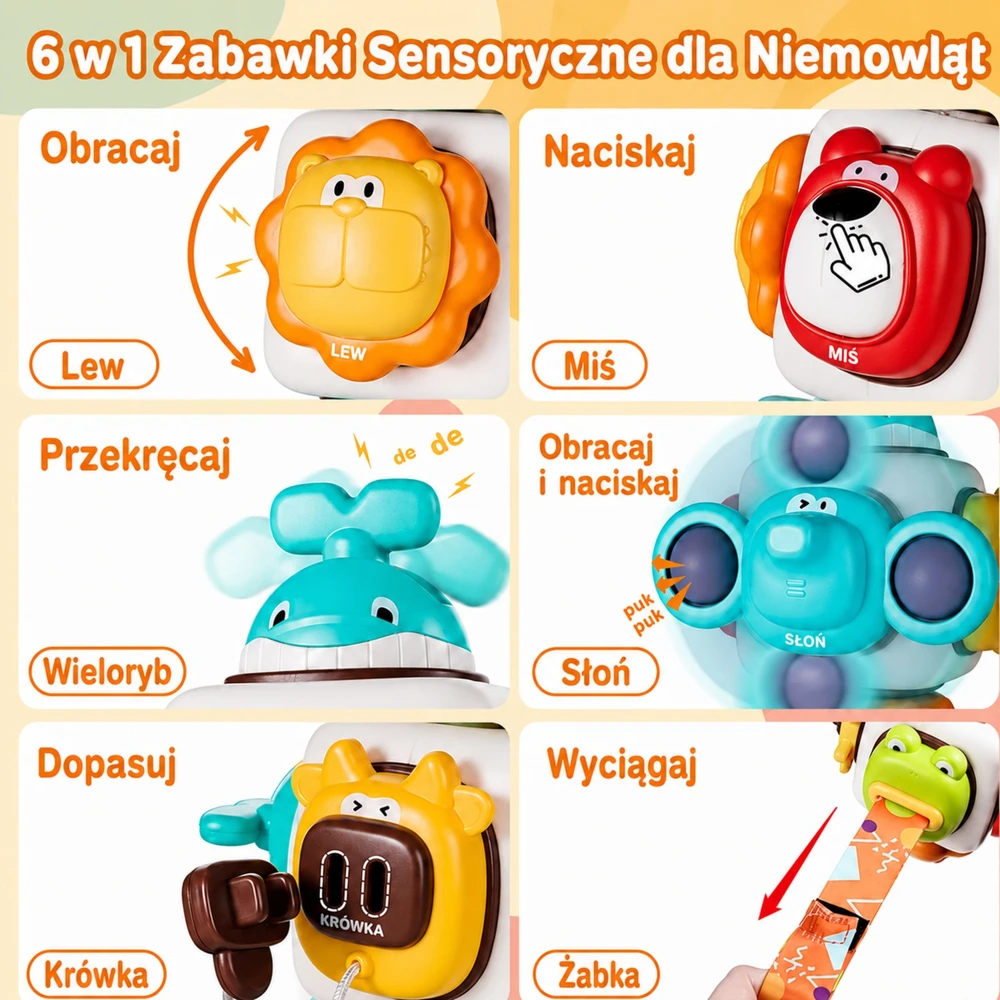 WOOPIE BABY 6 in 1 sensorinis kubas Gyvūnai
