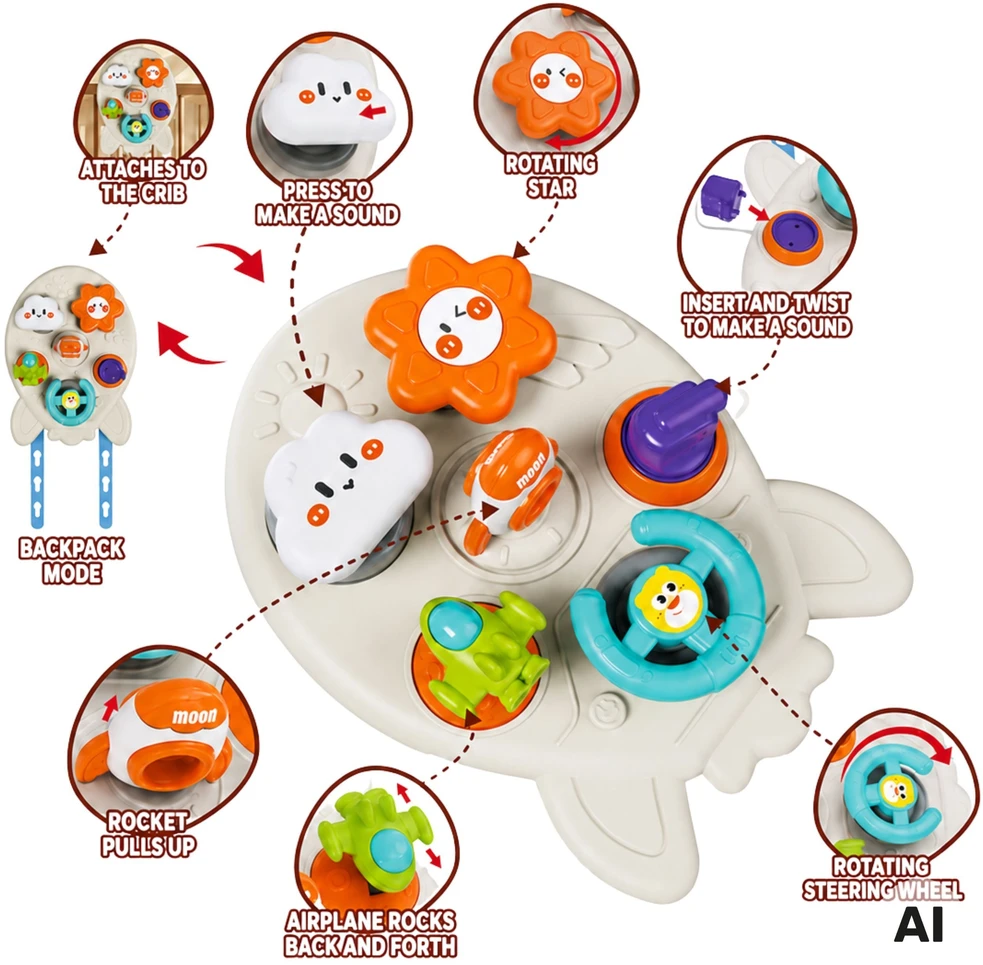 WOOPIE BABY 7-in-1 Educational Rocket Activity Board