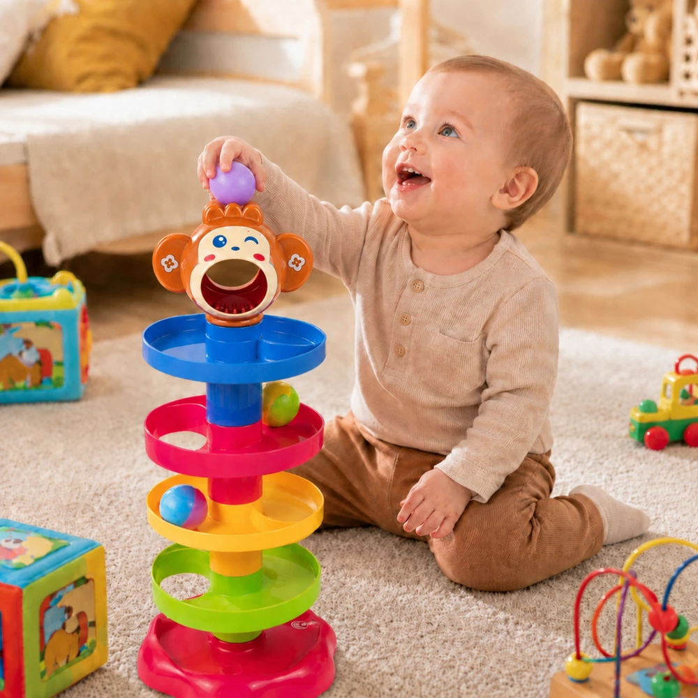Kūdikių spiralinis kamuoliukų bokštas WOOPIE BABY