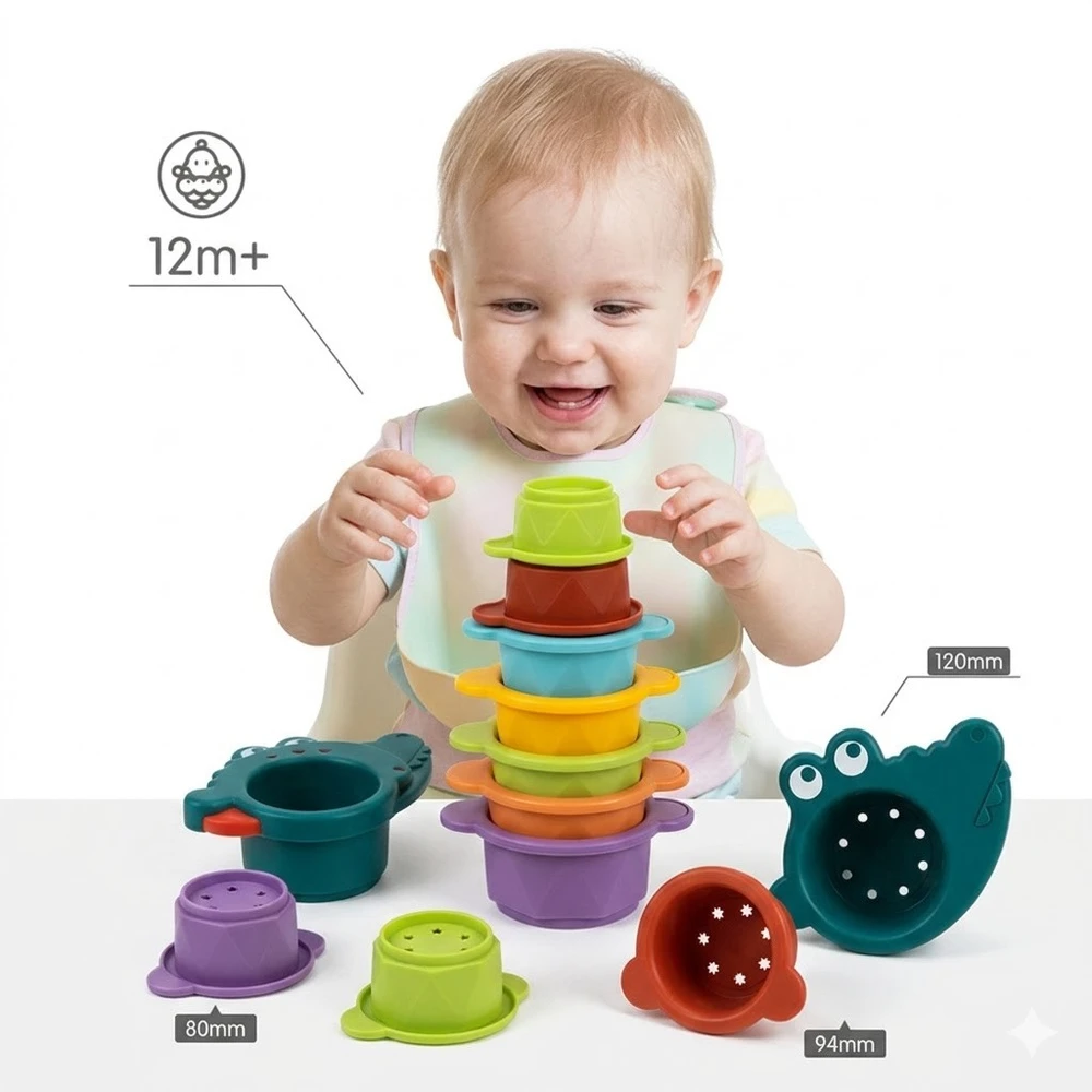 Woopie Baby Woopie Vandens Žaislai - Krokodilo Formos Piltuvėliai