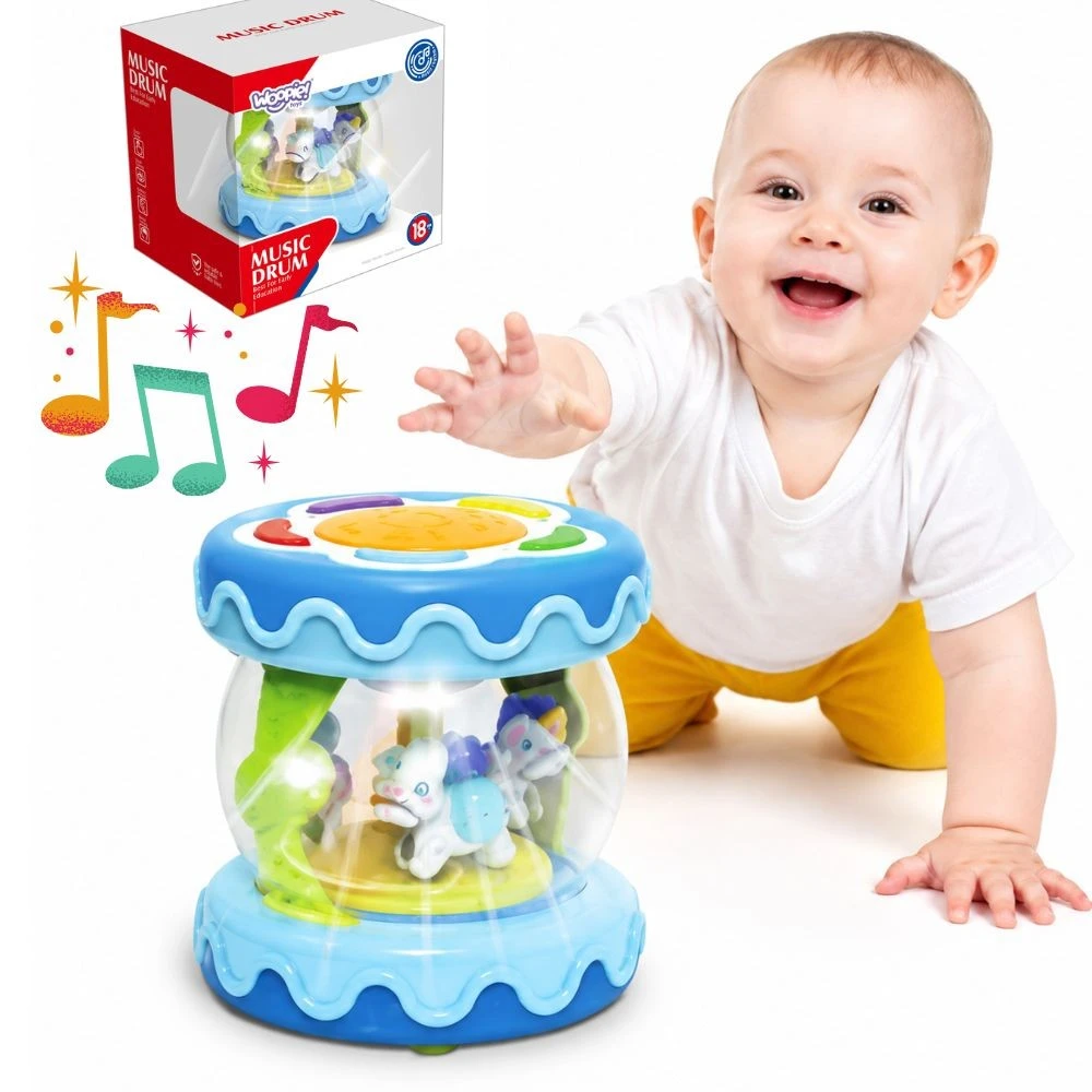 Woopie Baby WOOPIE Muzikinis Bębenėlis Projektorius 3w1 Muzikinė Žaislas Kūdikiams + Riedantis Volelis Mokymuisi Ridenti
