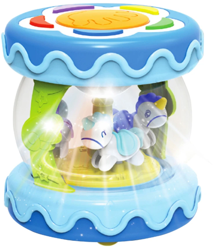 Woopie Baby WOOPIE Muzikinis Bębenėlis Projektorius 3w1 Muzikinė Žaislas Kūdikiams + Riedantis Volelis Mokymuisi Ridenti