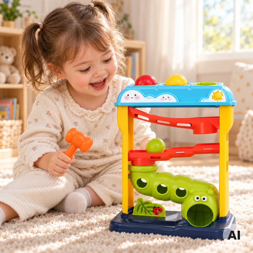WOOPIE BABY Educational Ball Track with Hammer Pop-Up Punch