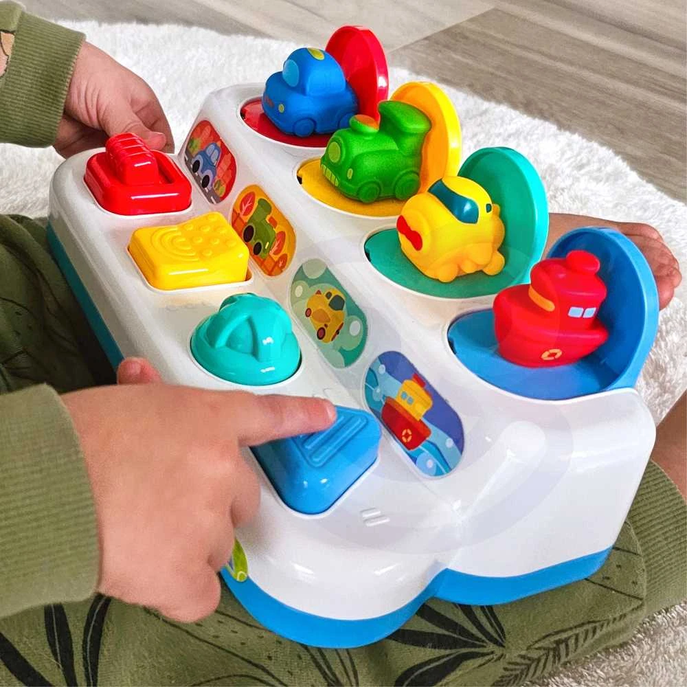 Edukacinis interaktyvus žaislas Iššokantys transporto žaisliukai WOOPIE BABY