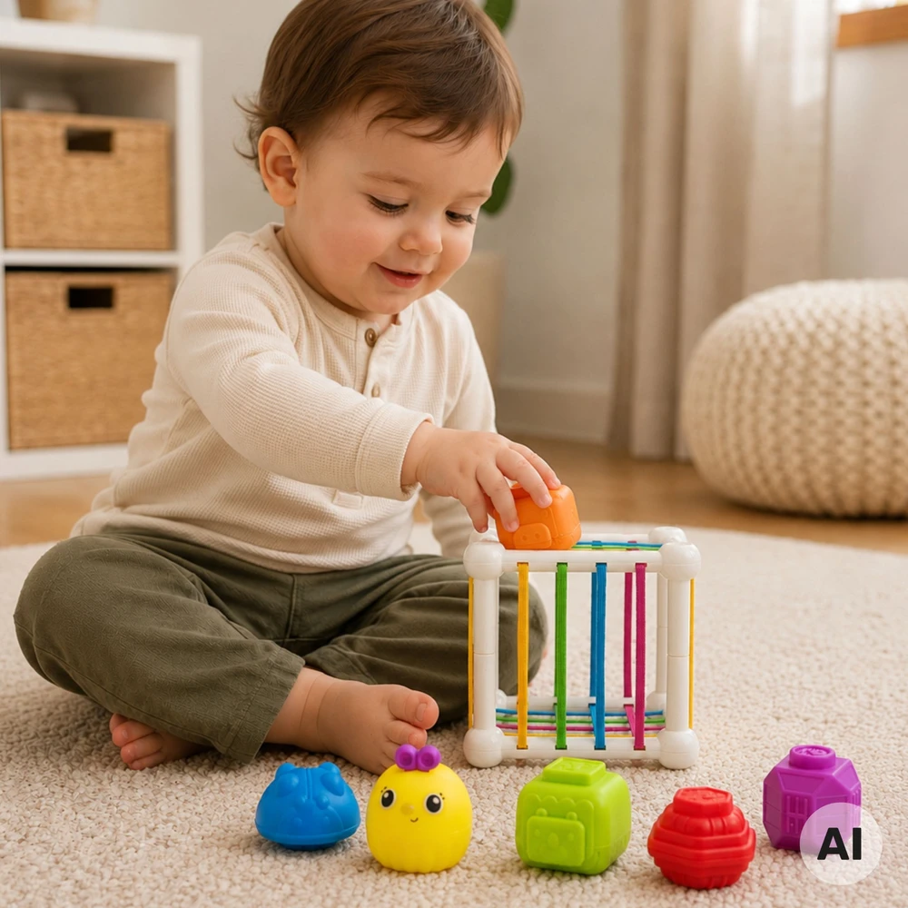 Woopie Baby WOOPIE 44312 Lankstus sensorinių kubų rūšiavimo įrenginys 7 vnt.