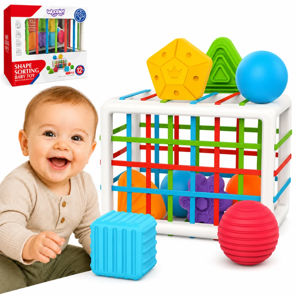 Woopie Baby WOOPIE Edukacinis Kubas Senso 13 Elementų Spalvingi Konstruktoriai