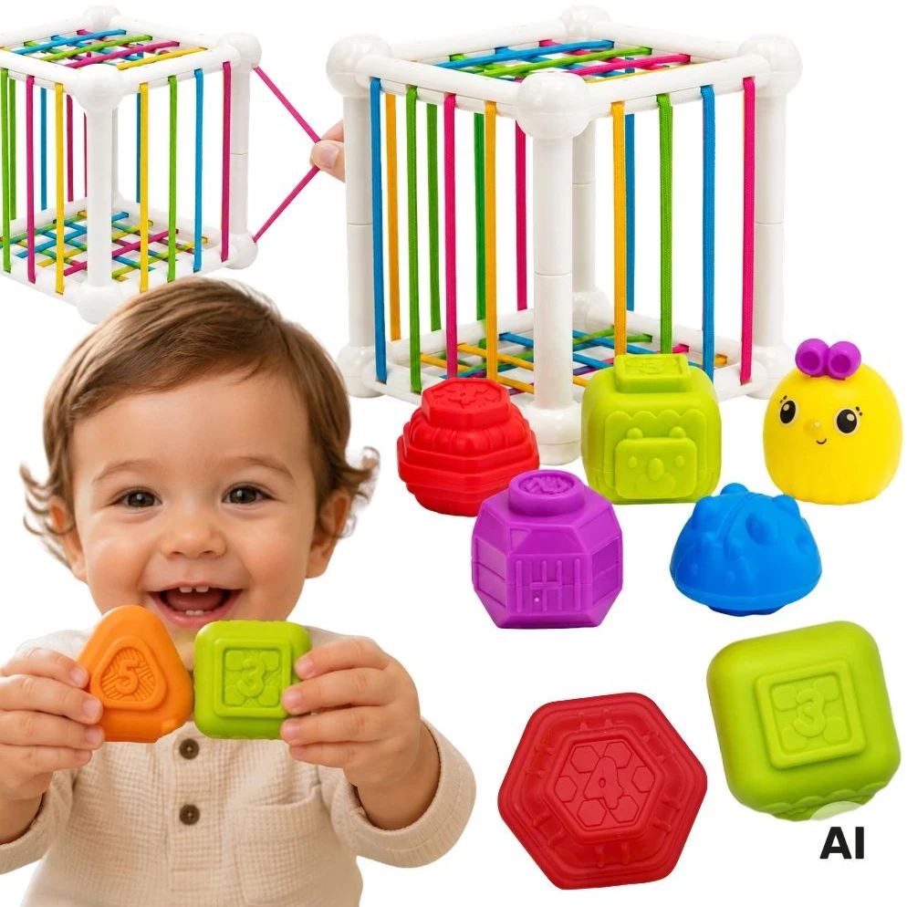 Woopie Baby WOOPIE 44312 Lankstus sensorinių kubų rūšiavimo įrenginys 7 vnt.