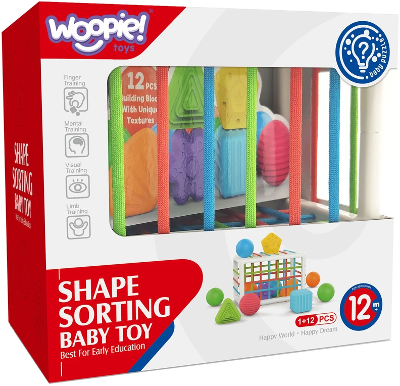Woopie Baby WOOPIE Edukacinis Kubas Senso 13 Elementų Spalvingi Konstruktoriai