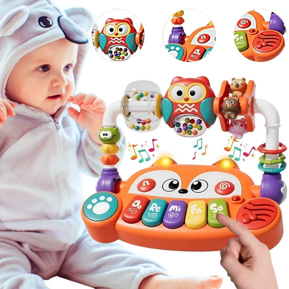 Interaktyvus edukacinis pianinas WOOPIE BABY lapiukas su LED šviesomis