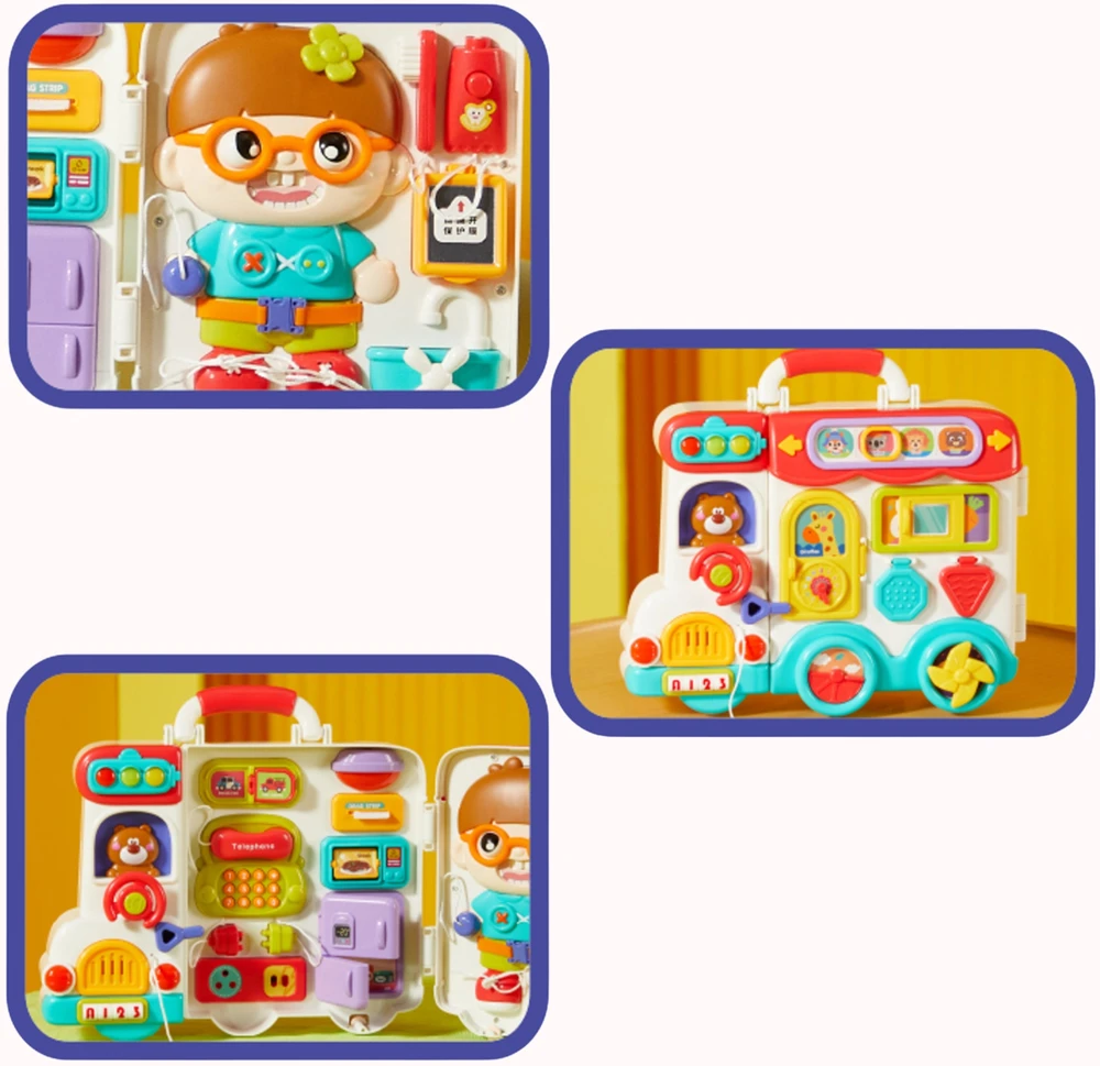 WOOPIE BABY Interactive Manipulative Board Boy Busy Car 3in1 Sensory Suitcase