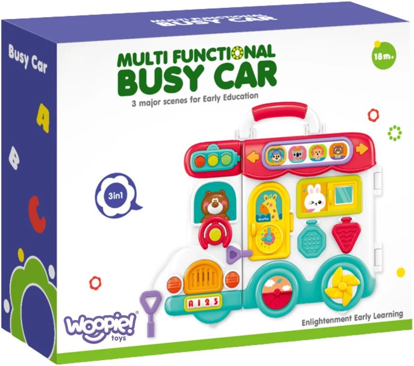 WOOPIE BABY Interactive Manipulative Board Boy Busy Car 3in1 Sensory Suitcase