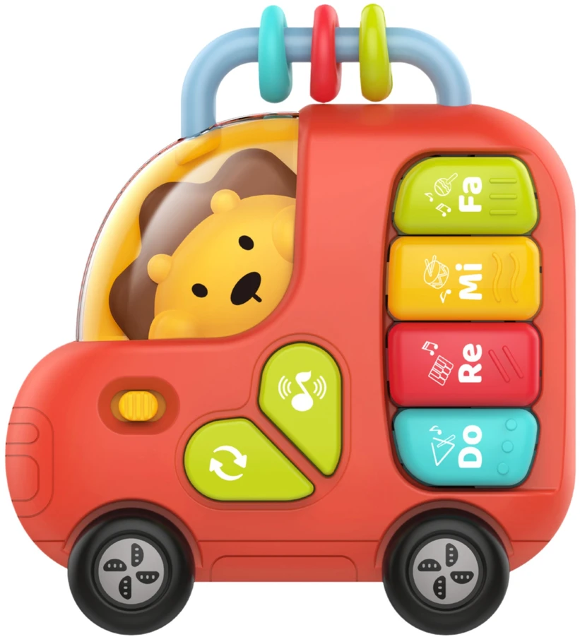 WOOPIE BABY interaktyvus pianinas-autobusas-liūtas muzikiniai vargonų garsai ir šviesos, 18 m