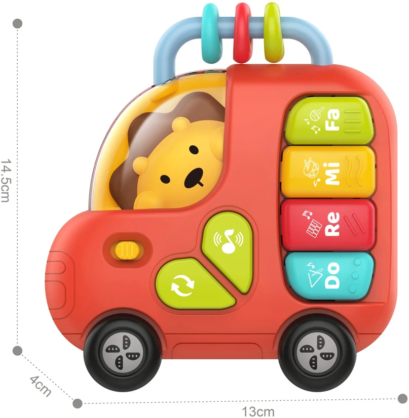 WOOPIE BABY interaktyvus pianinas-autobusas-liūtas muzikiniai vargonų garsai ir šviesos, 18 m