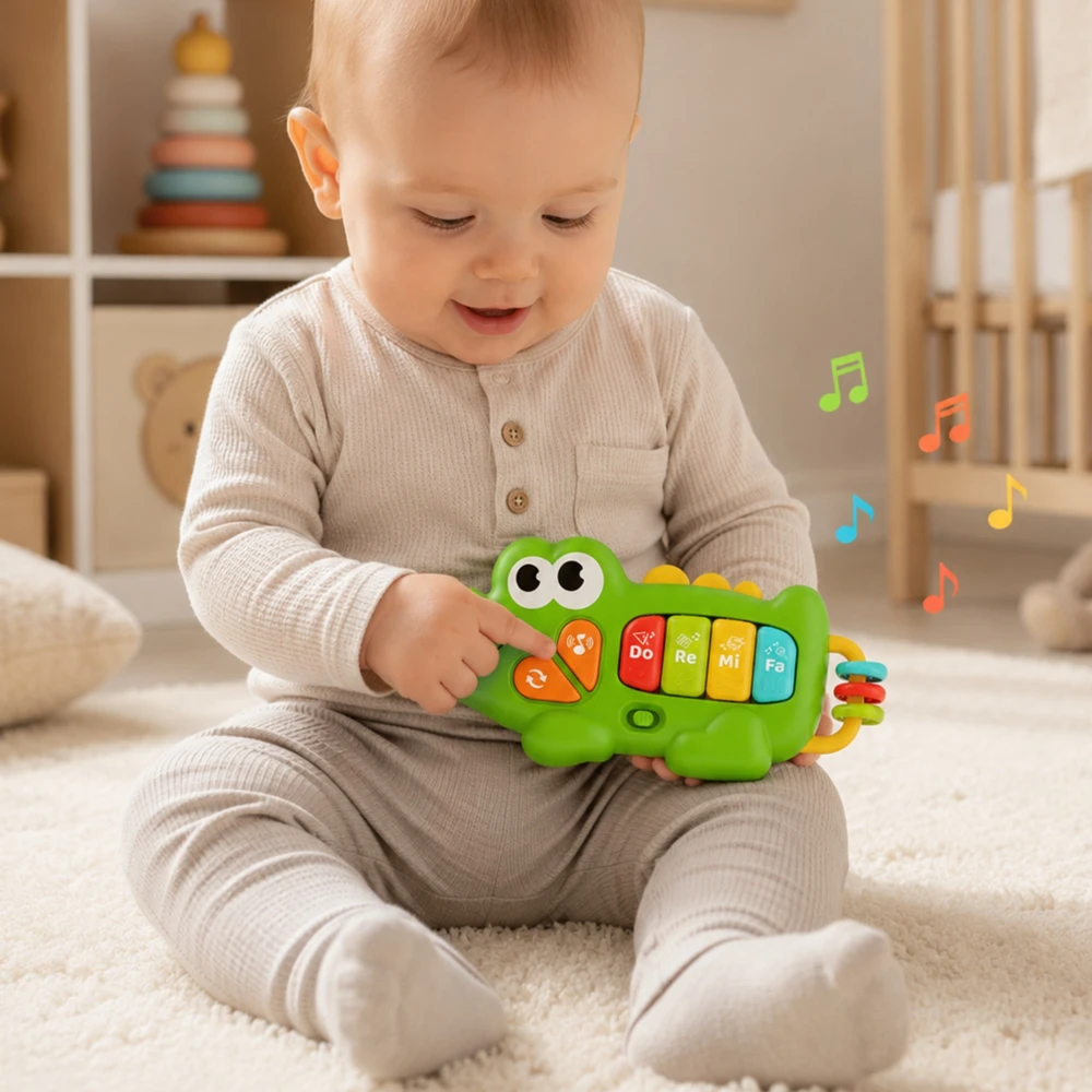 WOOPIE BABY interaktyvus pianinas, krokodilo vargonai, muzikiniai garsai, švieselės, 18 mėn.+