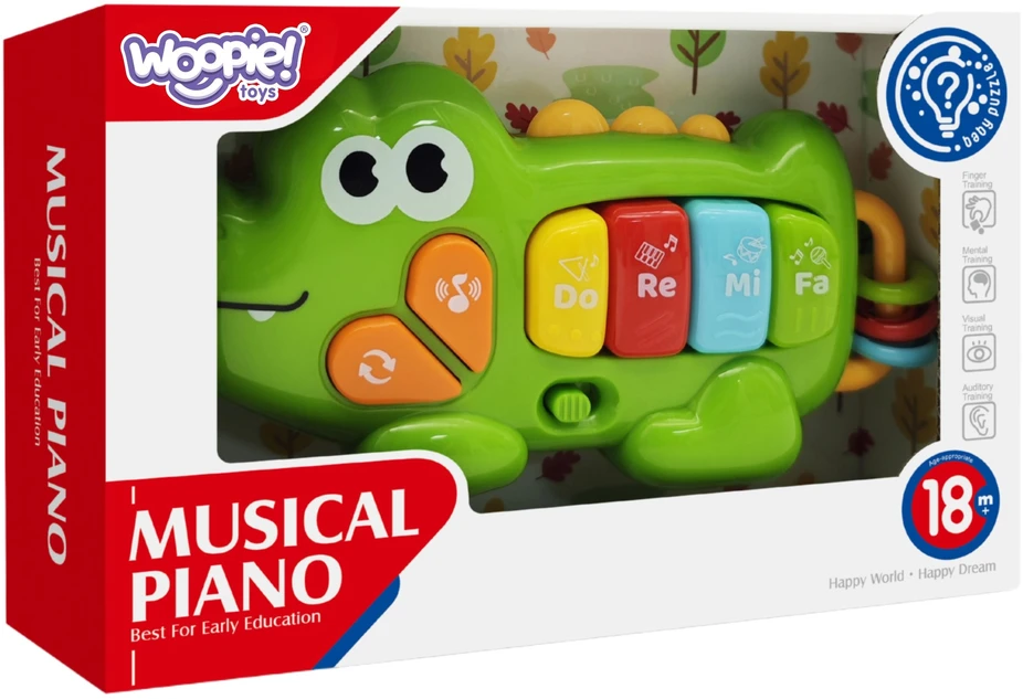 WOOPIE BABY interaktyvus pianinas, krokodilo vargonai, muzikiniai garsai, švieselės, 18 mėn.+