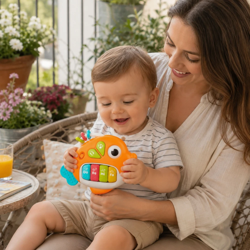 WOOPIE BABY interaktyvus pianinas-žuvytės vargonai su muzikiniais garsais ir šviesomis 18 mėn.+