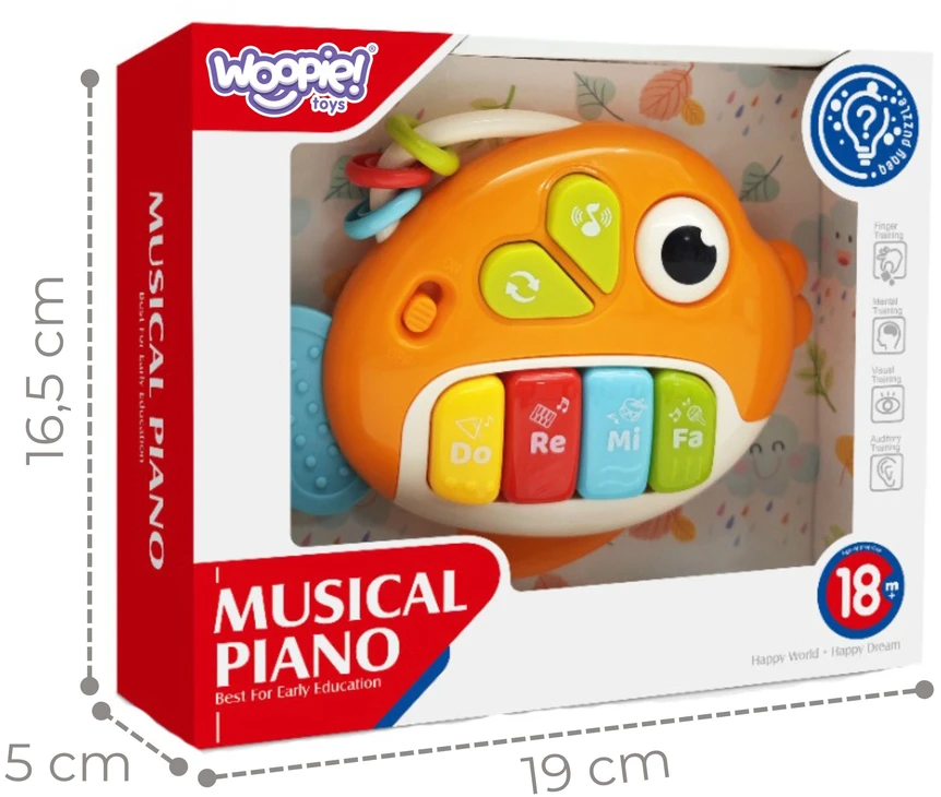 WOOPIE BABY interaktyvus pianinas-žuvytės vargonai su muzikiniais garsais ir šviesomis 18 mėn.+