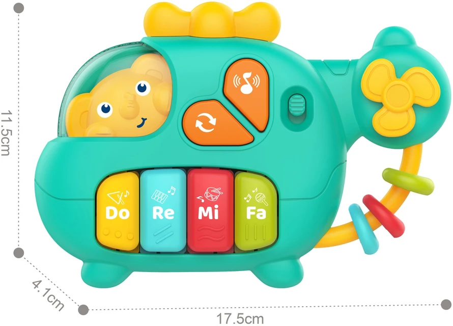 WOOPIE BABY interaktyvus pianinas-sraigtasparnis-dramblys muzikiniai garsai 18 mėn.+