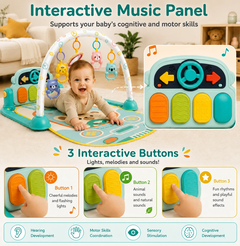 WOOPIE BABY interaktyvus žaidimų kilimėlis su pianinu