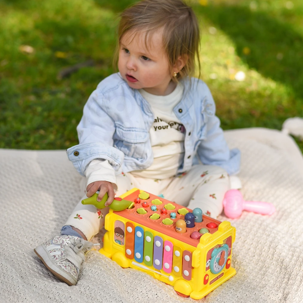 Woopie Baby WOOPIE Interaktyvus Edukacinis Autobusėlis 6w1 Młoteczek Cymbałki +18m