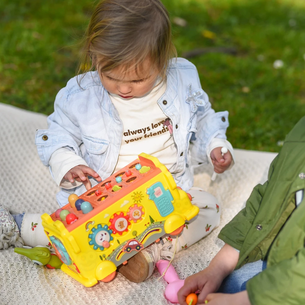 Woopie Baby WOOPIE Interaktyvus Edukacinis Autobusėlis 6w1 Młoteczek Cymbałki +18m