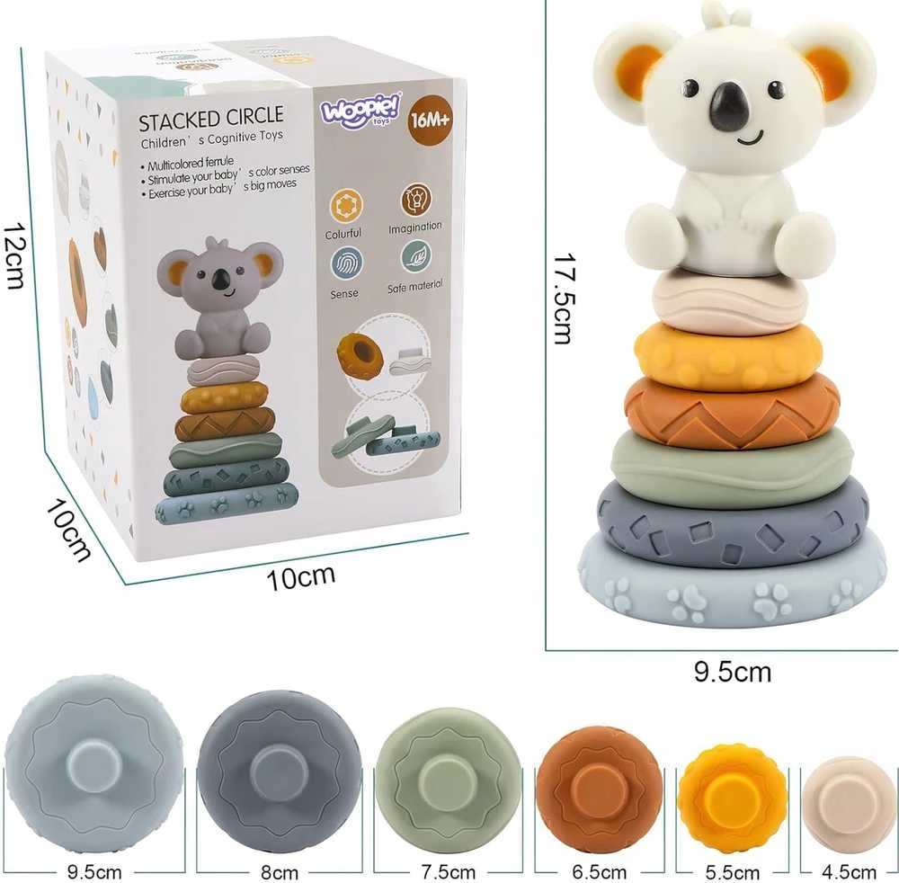 Woopie Baby Minkšta edukacinė 2in1 koalos piramidė kūdikiams