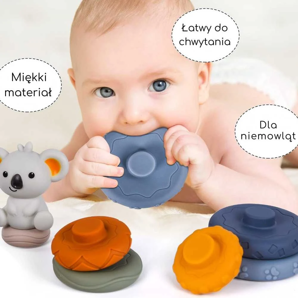 Woopie Baby Minkšta edukacinė 2in1 koalos piramidė kūdikiams