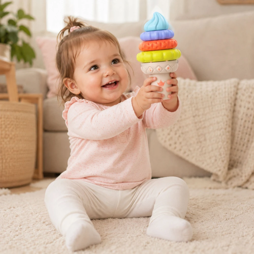 WOOPIE BABY Muzikinis ledų lavinamasis sensorinis galvosūkis, 5 detalės, garsas ir šviesa