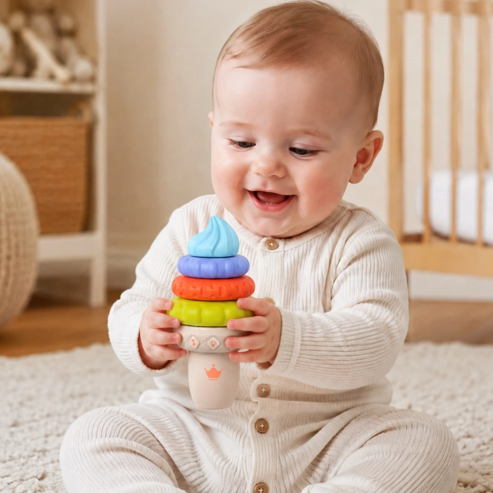 WOOPIE BABY Muzikinis ledų lavinamasis sensorinis galvosūkis, 5 detalės, garsas ir šviesa