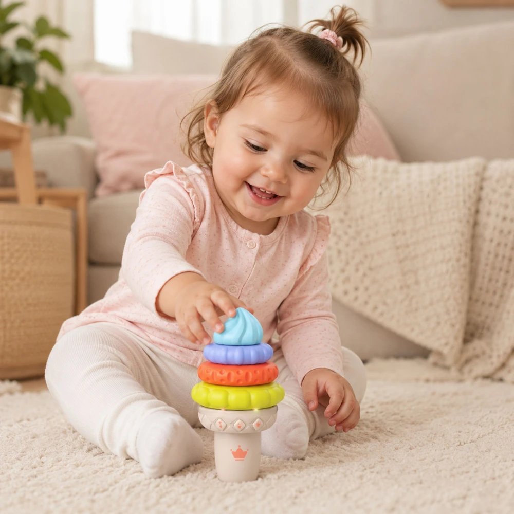 WOOPIE BABY Muzikinis ledų lavinamasis sensorinis galvosūkis, 5 detalės, garsas ir šviesa