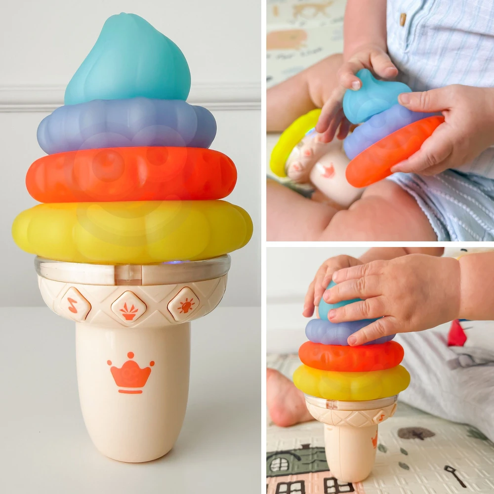 WOOPIE BABY Muzikinis ledų lavinamasis sensorinis galvosūkis, 5 detalės, garsas ir šviesa