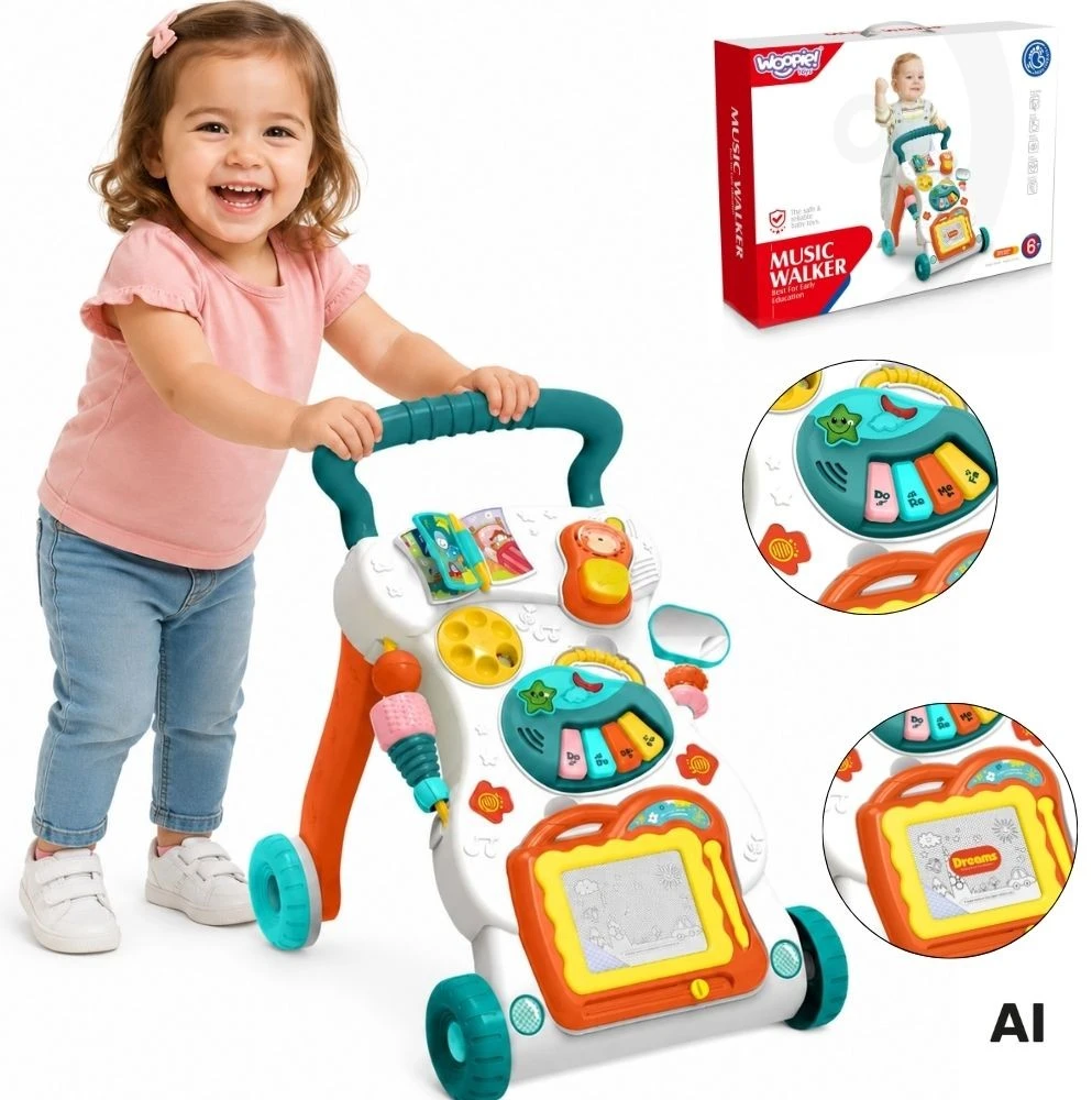 Woopie Baby WOOPIE Vaikiškas muzikos vaikštynė su piešimo lenta