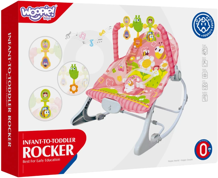 WOOPIE BABY rožinė vibruojanti sūpuoklė su arka