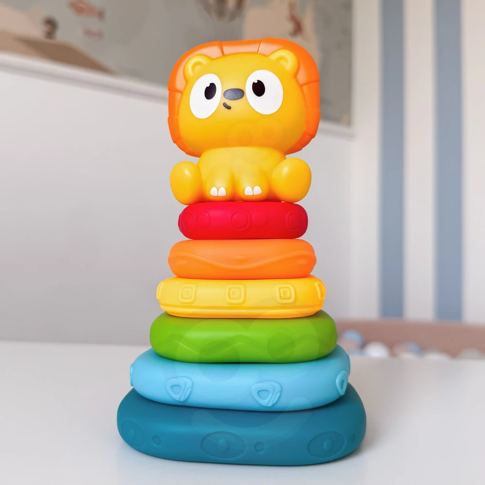 WOOPIE BABY Sensorinė piramidės formos dėlionė Liūtas 6 mėn.+