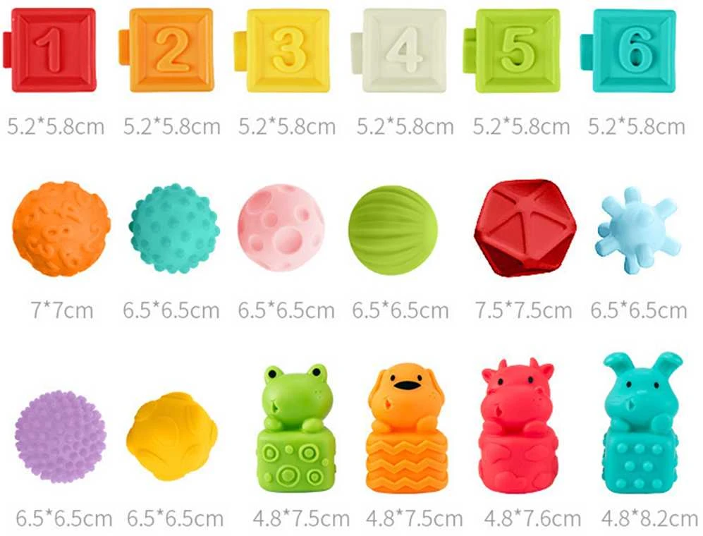 WOOPIE BABY kūdikių sensorinė edukacinė kaladėlių dėlionė 20 vnt