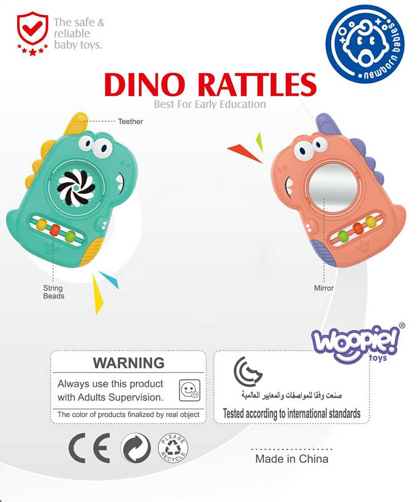 WOOPIE BABY sensorinis žaislas-kramtukas-veidrodėlis Dino