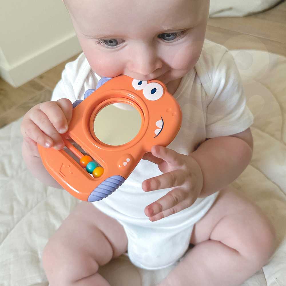 WOOPIE BABY sensorinis žaislas-kramtukas-veidrodėlis Dino