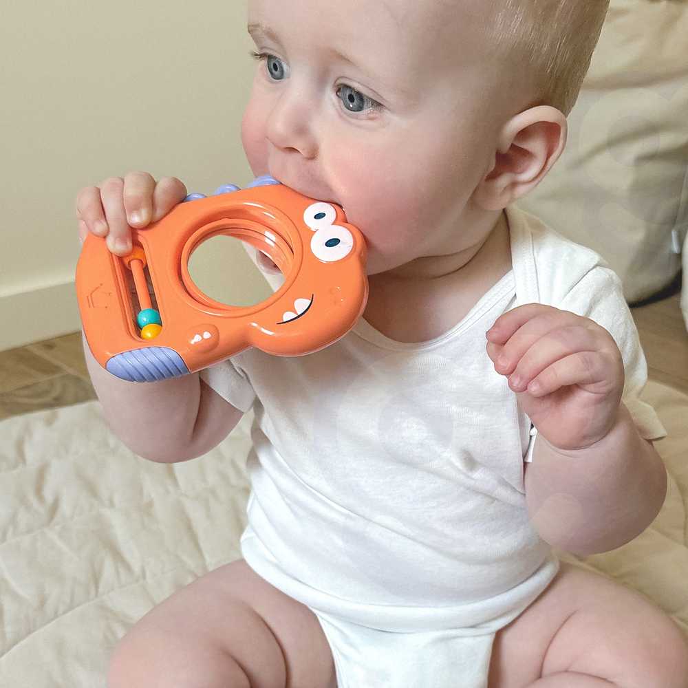WOOPIE BABY sensorinis žaislas-kramtukas-veidrodėlis Dino