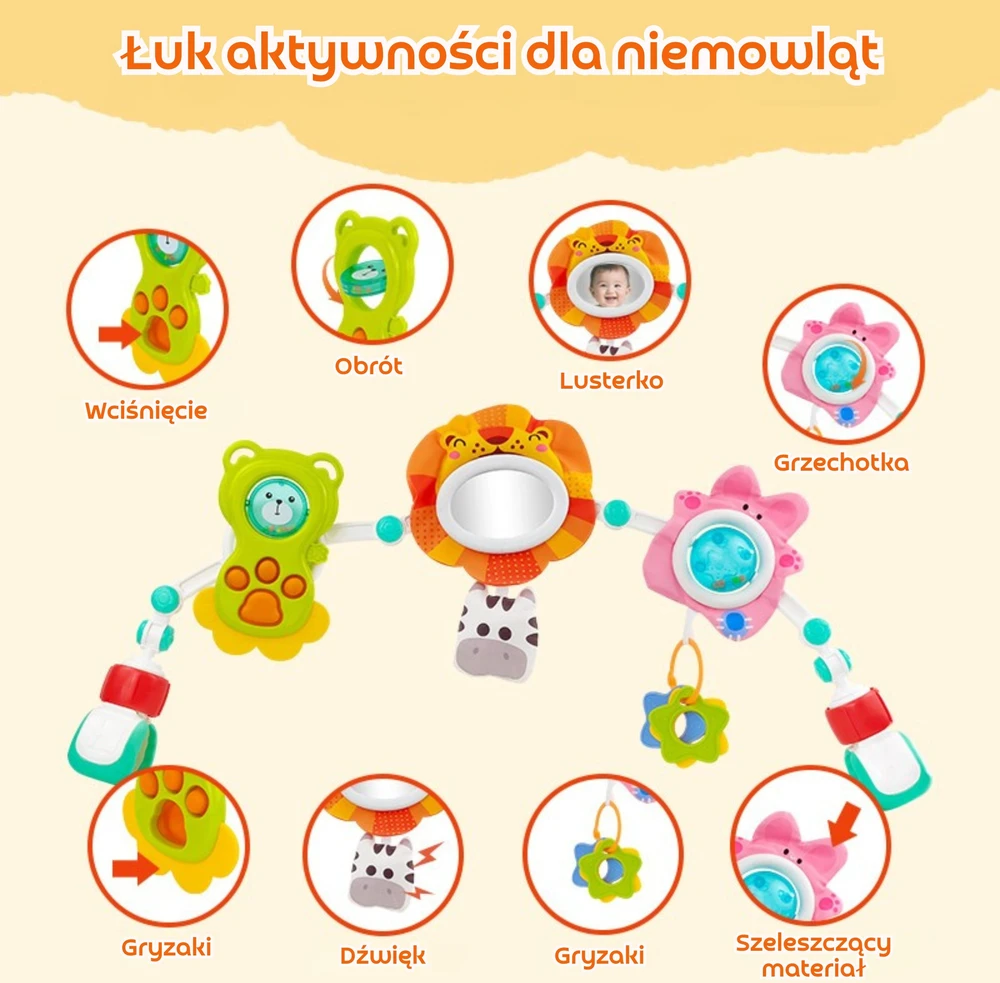 WOOPIE BABY Sensorinė arka lovelei ir vežimėliui Gyvūnai