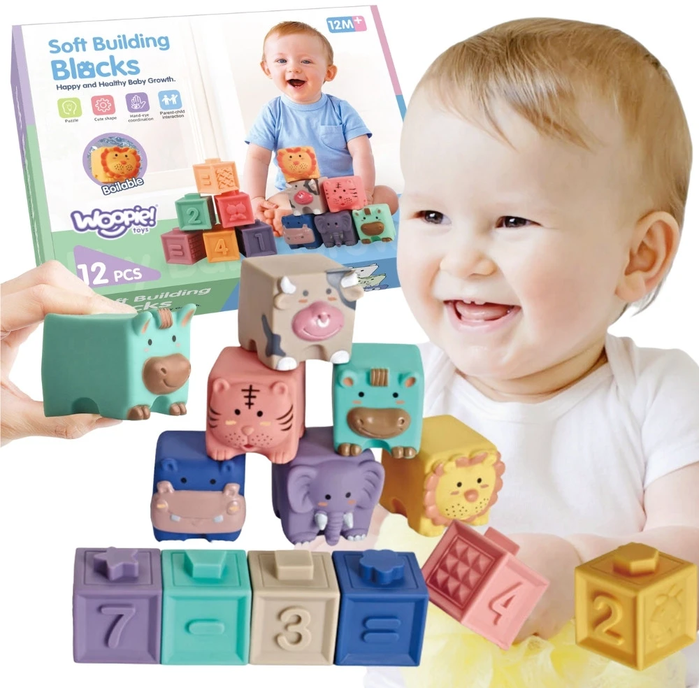 WOOPIE BABY sensoriniai kaladėlių rinkinys vaikams 12vnt