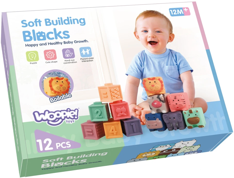 WOOPIE BABY sensoriniai kaladėlių rinkinys vaikams 12vnt