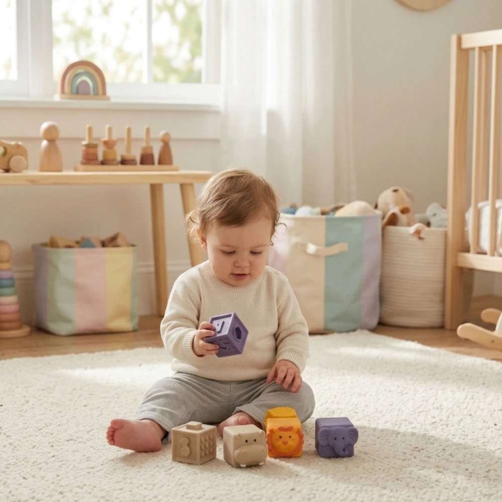 WOOPIE BABY sensoriniai kaladėlių rinkinys vaikams 12vnt
