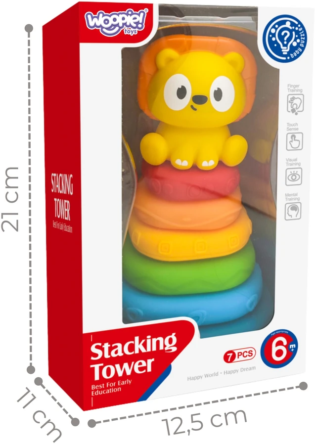 WOOPIE BABY Sensorinė piramidės formos dėlionė Liūtas 6 mėn.+