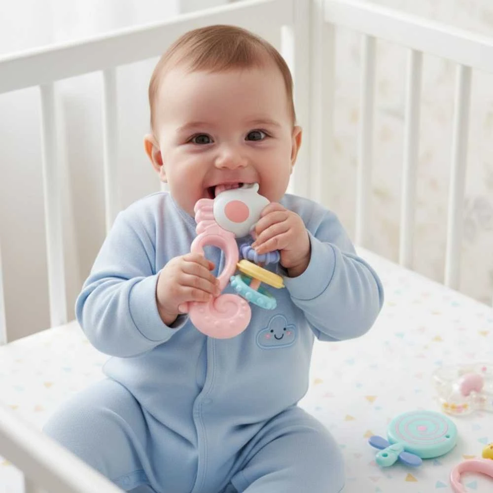Woopie Baby WOOPIE Kūdikių Kramtukai ir Kramtantys Žaislai 5 Spalvų Rinkinyje