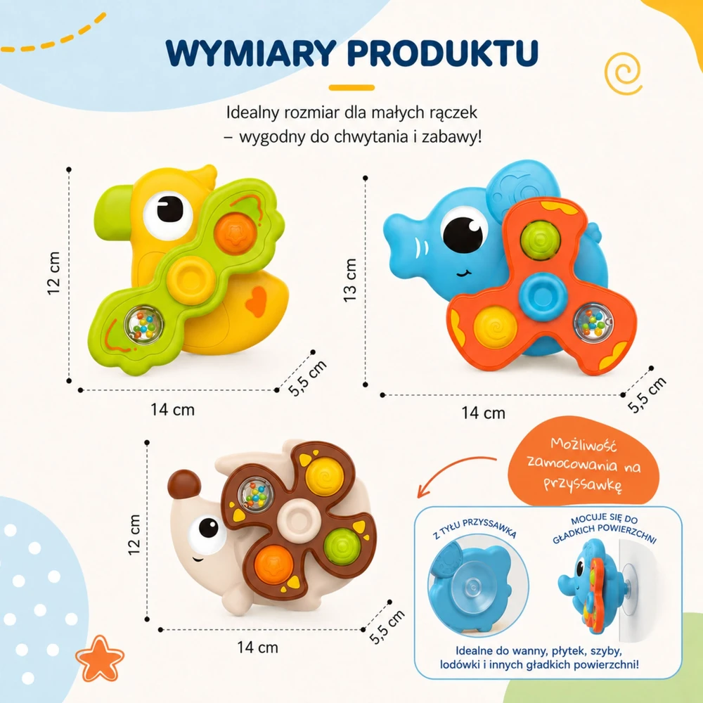 WOOPIE BABY Sensoriniai suktukai su siurbtukais Gyvūnai 3 vnt.