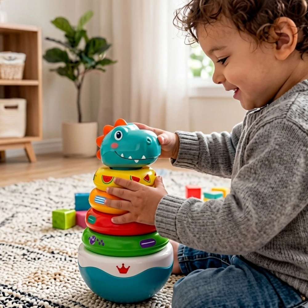 Woopie Baby WOOPIE Žaislas Sensoryczny Dino Piramidė Kūdikiams